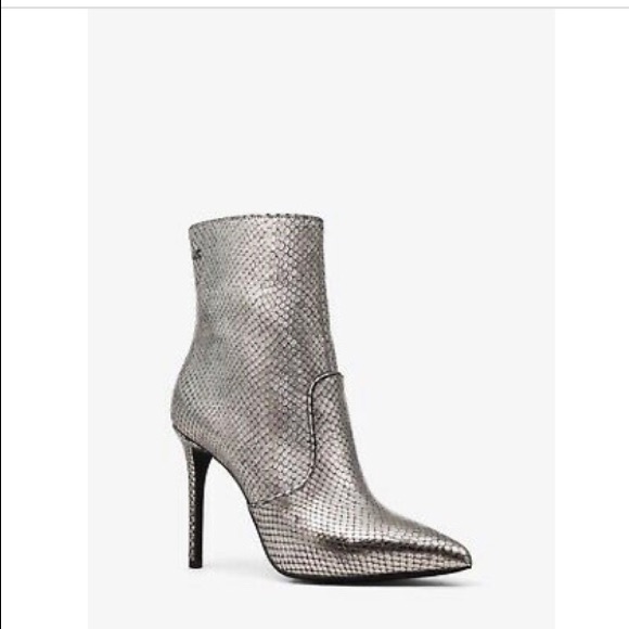 Michael Kors Silver Embossed Ankle Boots - Picture 1 of 5